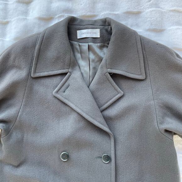 🔥VTG 90s Union Made Jones New York Double Breasted Wool Overcoat Old Money M-XL - Picture 9 of 16